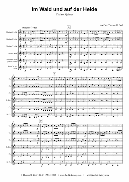 Im Wald und auf der Heide - German March/Octoberfest - Clarinet Quintet (arr. Thomas H. Graf)