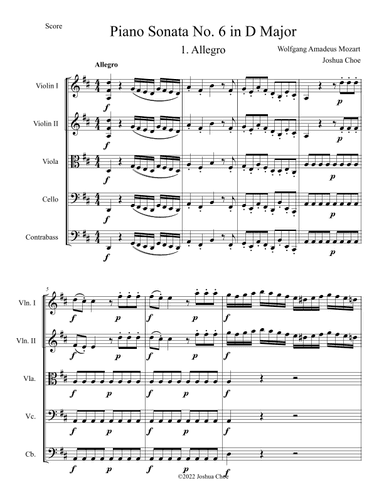 Piano Sonata No. 6 in D Major (arr. Joshua Choe)