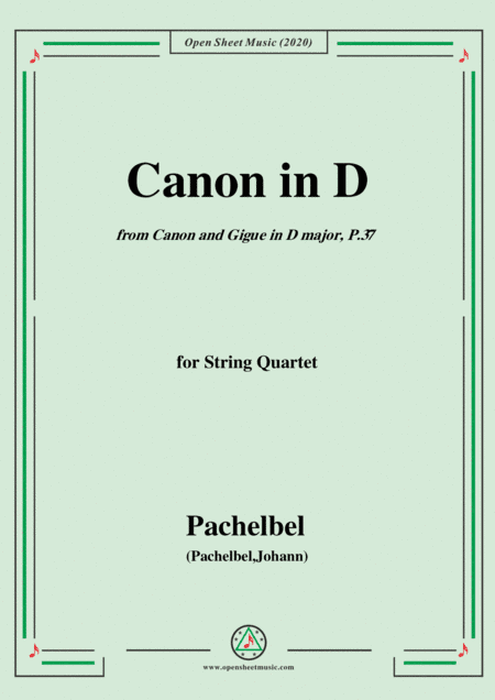 Pachelbel-Canon in D,P.37,No.1,for String Quartet (arr. MSM)