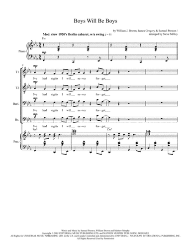Boys Will Be Boys (arr. Steve Milloy)