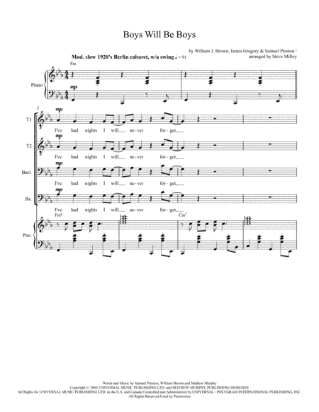 Boys Will Be Boys (arr. Steve Milloy)