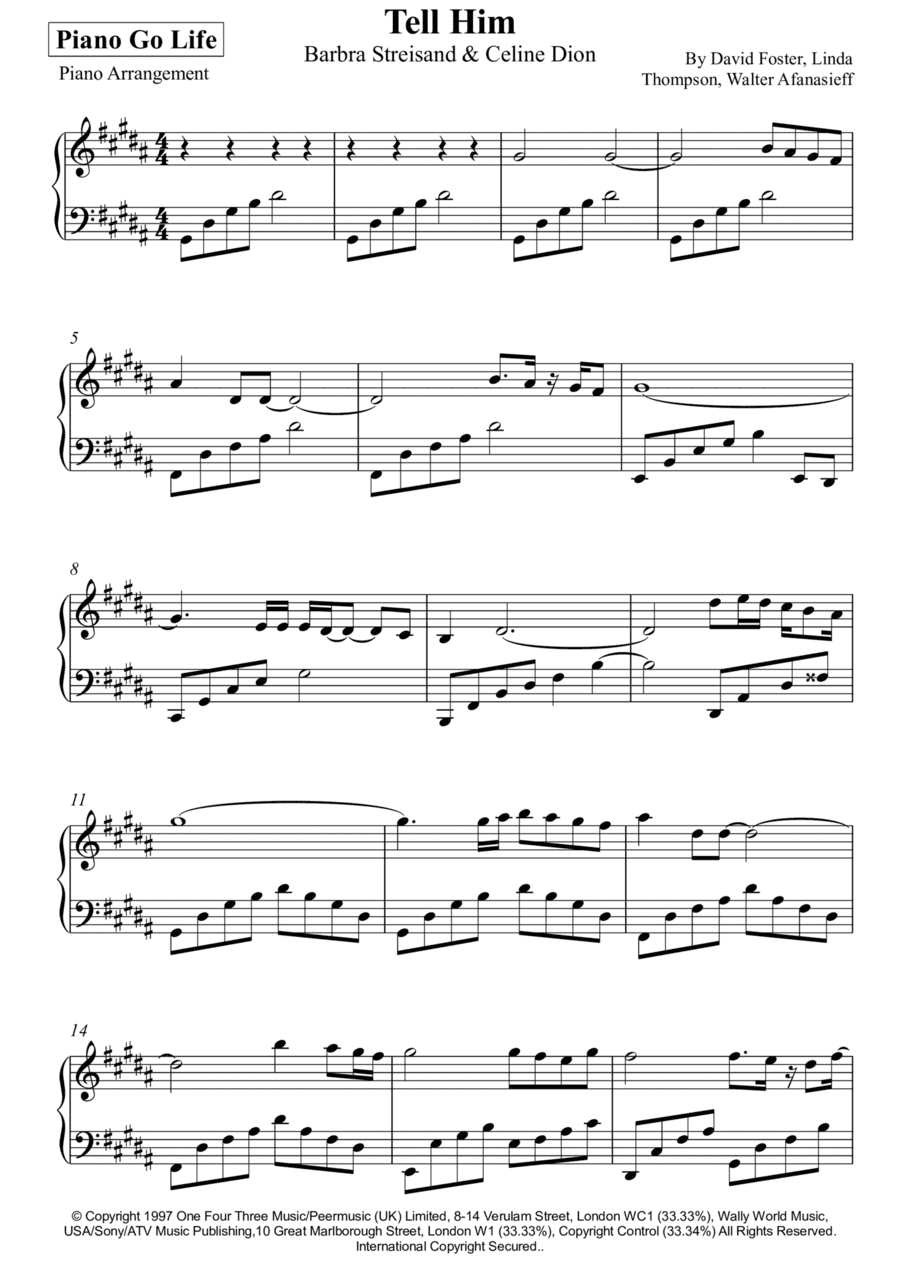 Tell Him (arr. Piano Go Life)