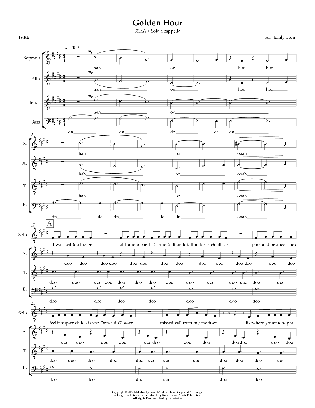 Golden Hour (arr. Emily Drum)