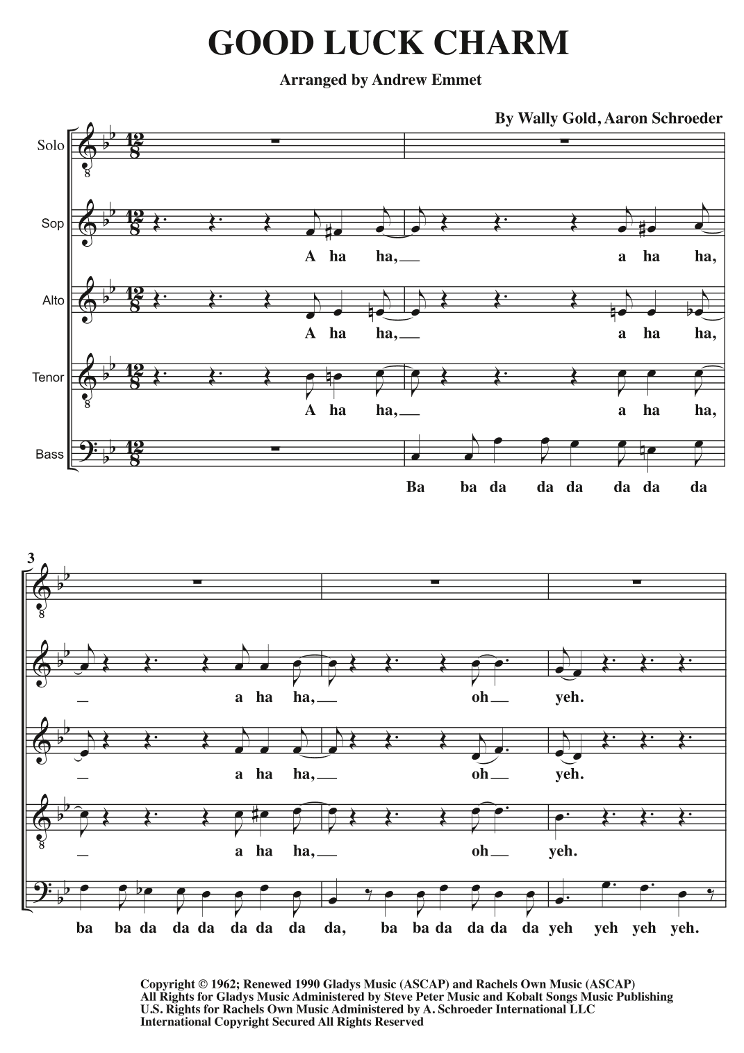 Good Luck Charm (arr. Andrew Emmet)
