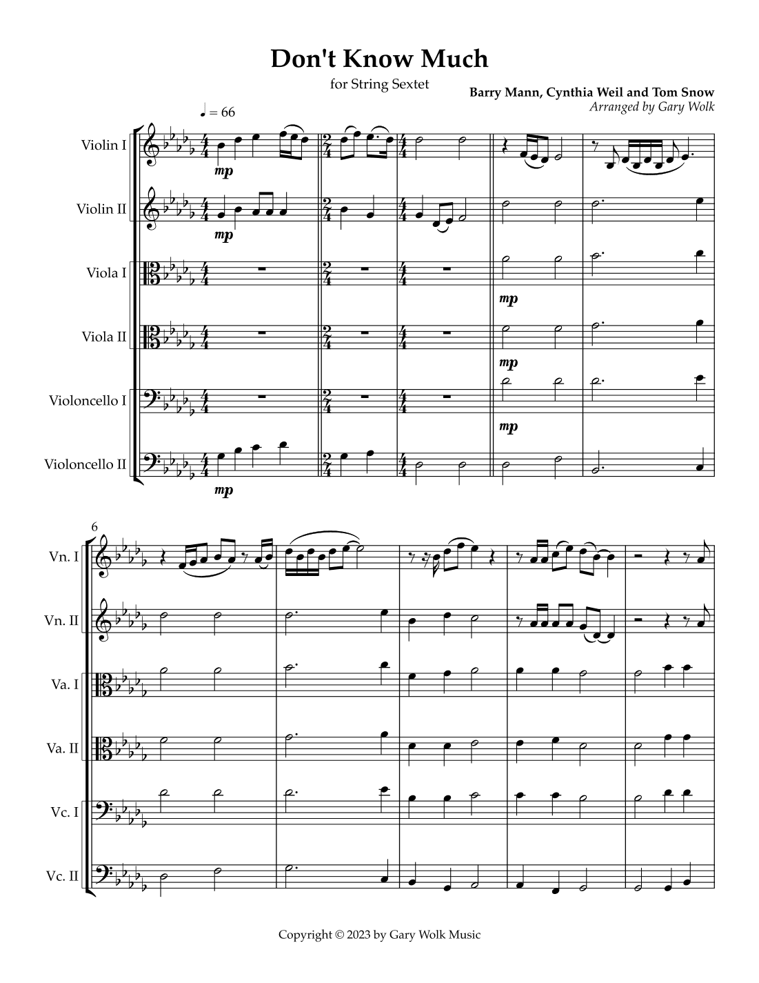 Don't Know Much (arr. Gary Wolk)