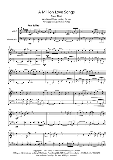 A Million Love Songs (arr. Alex Phillips-Yates)