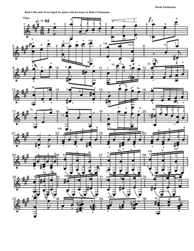 Cello suite 3 for guitar - gigue (arr. David L Turkheimer)