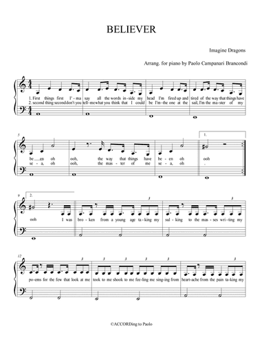 Believer (arr. Paolo Campanari Brancondi)