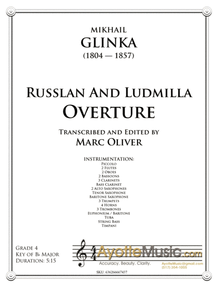 Russlan and Ludmilla Overture (Concert band Transcription) (arr. Marc Oliver)