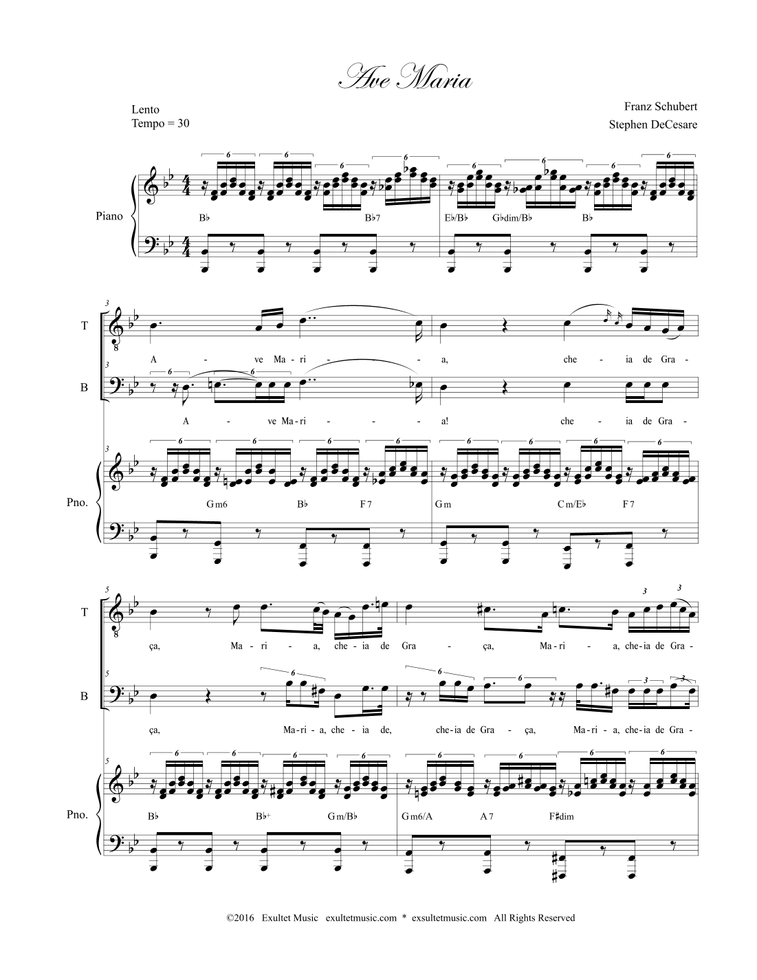 Ave Maria (Portuguese Lyrics - Duet for Tenor and Bass Solo - High Key) (arr. Stephen DeCesare)