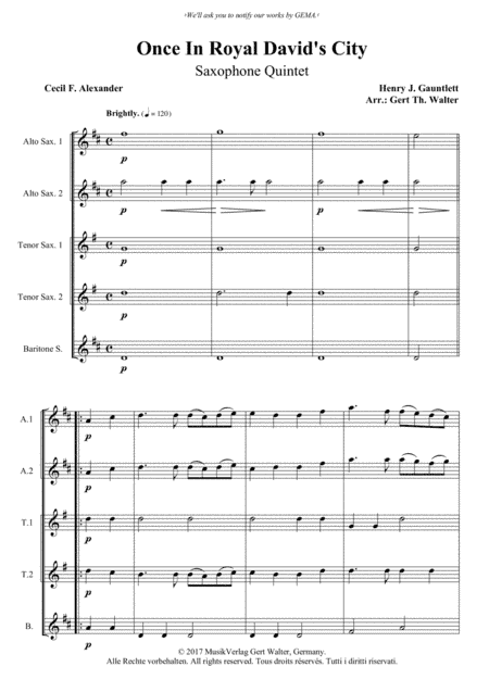 Once In Royal David's City (arr. Gert Th. Walter)