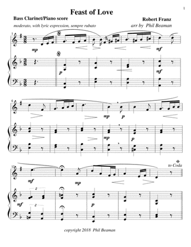 Feast of Love - Bass Clarinet/Piano (arr. Phil Beaman)