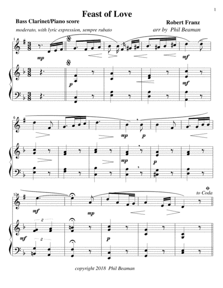 Feast of Love - Bass Clarinet/Piano (arr. Phil Beaman)