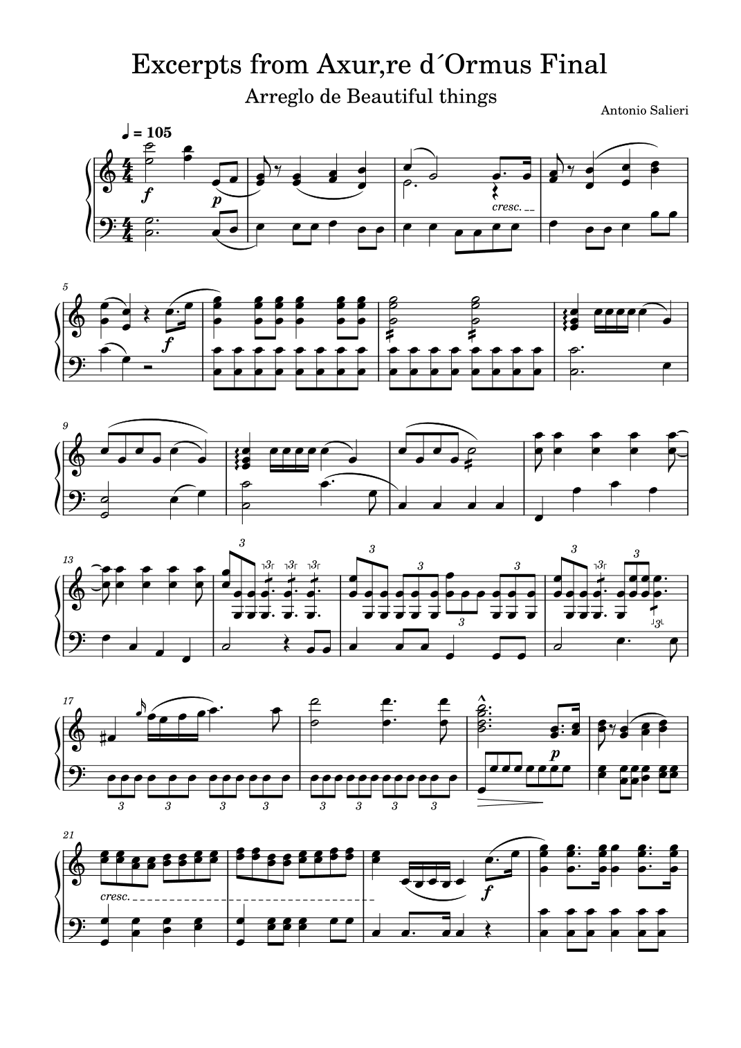 Excerpts from Axur,re d'Ormus Final-Antonio Salieri (arr. Beautiful things)