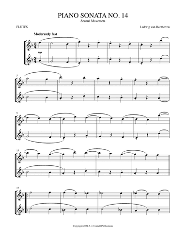 Piano Sonata No. 14, Second Movement (arr. Mark Phillips)