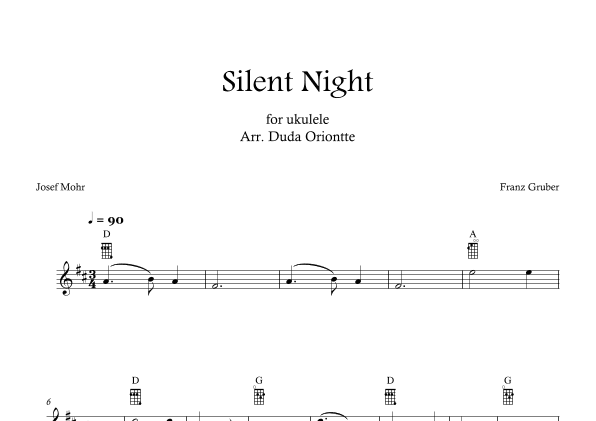 Silent Night (D major - TABS - no lyrics) (arr. Duda Oriontte)