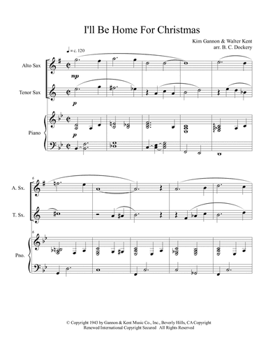 I'll Be Home For Christmas (arr. B. C. Dockery)