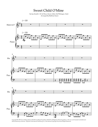Sweet Child O' Mine (arr. Matthew pyeon)