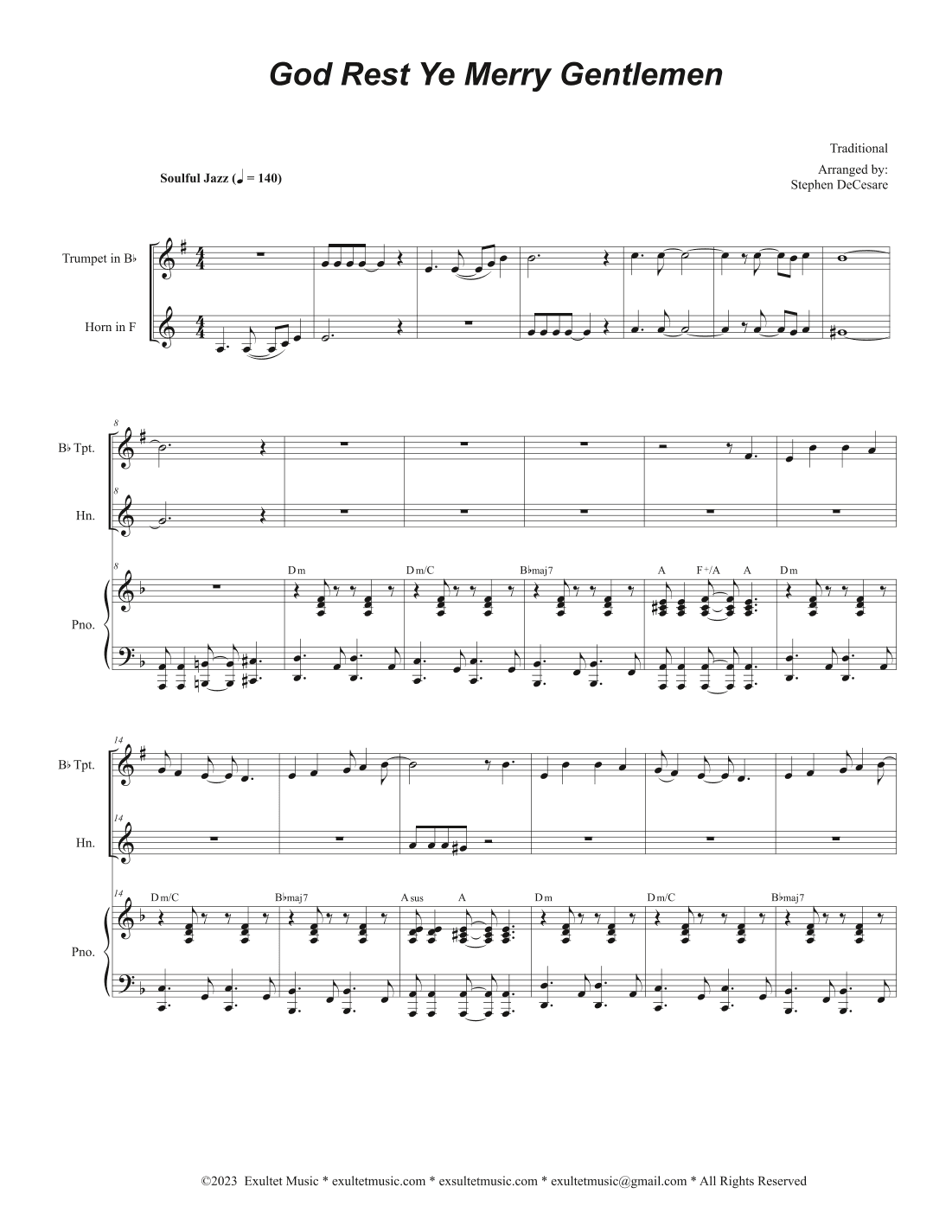 God Rest Ye Merry Gentlemen (Duet for Bb-Trumpet and French Horn) (arr. Stephen DeCesare)