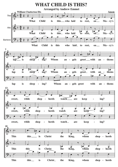 What Child Is This? (Greensleeves) A Cappella SAB (arr. Andrew Emmet)