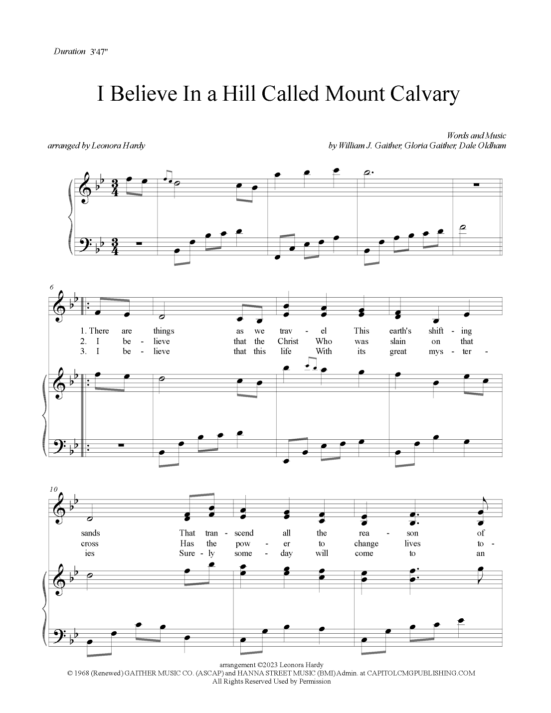 I Believe In A Hill Called Mount Calvary (arr. Leonora Hardy)