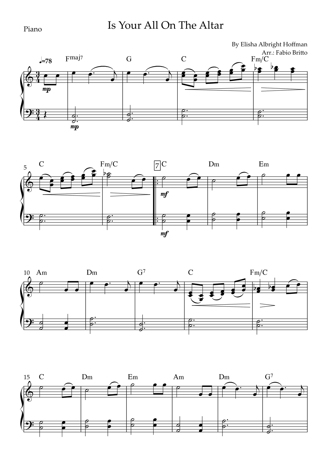Is Your All On The Altar? (arr. Fabio Britto)