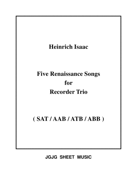 Five Renaissance Songs for Recorder Trio (arr. James Grush)