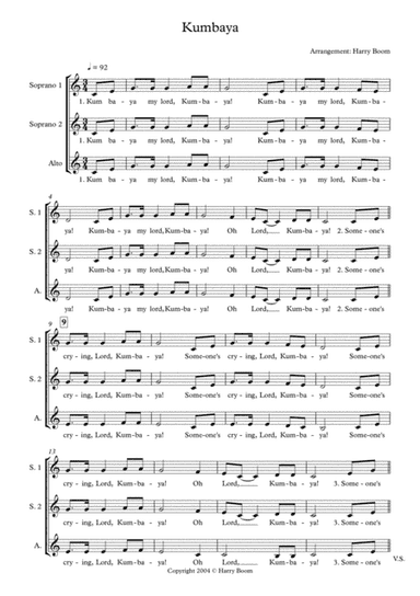 Kumbaya SSA (arr. Harry Boom)