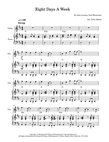 Eight Days A Week (arr. Tyler Adams)
