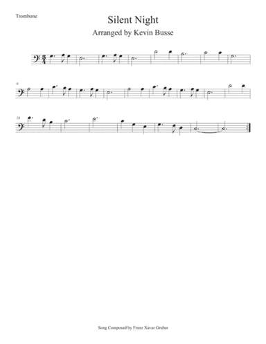 Silent Night (Easy key of C) Trombone (arr. Kevin Busse)