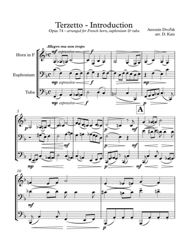 Terzetto Opus 74- Introduction by Antonin Dvorák (arr. David Katz)