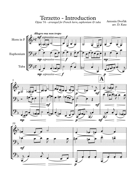 Terzetto Opus 74- Introduction by Antonin Dvorák (arr. David Katz)