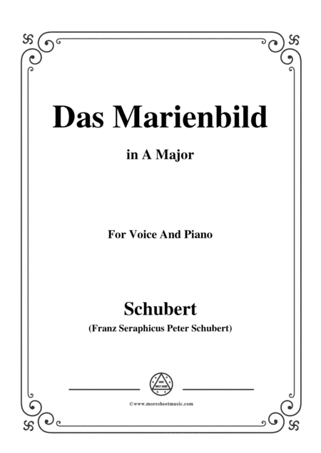 Schubert-Das Marienbild,in A Major,for Voice&Piano (arr. MSM)