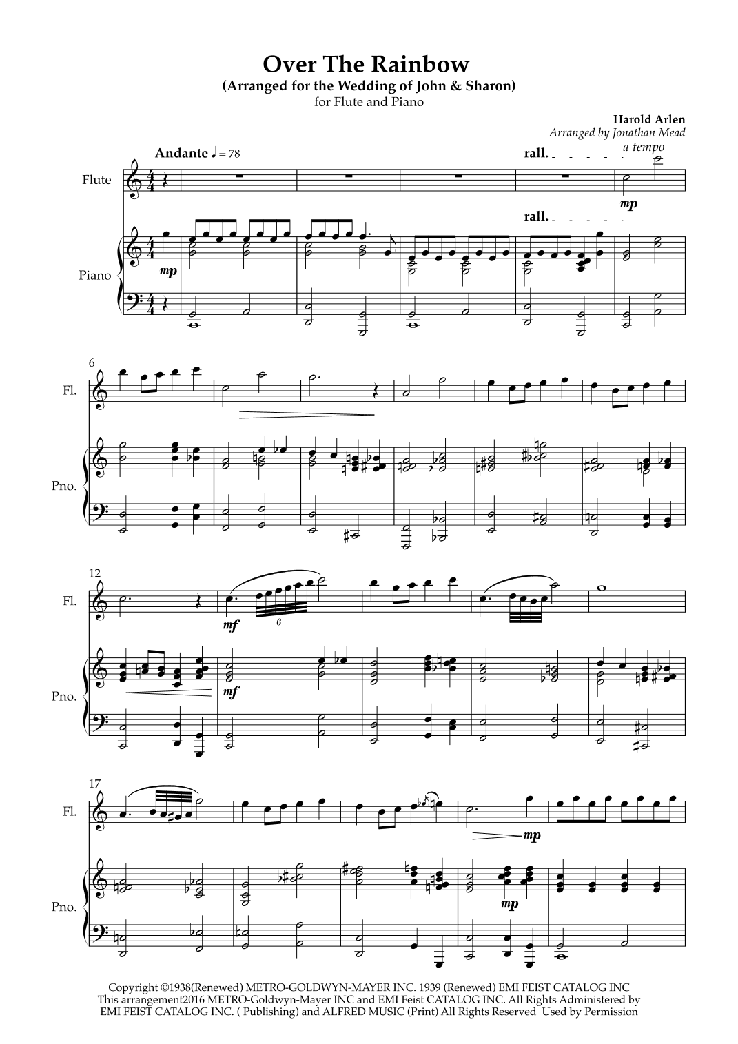 Over The Rainbow (arr. Jonathan Mead)