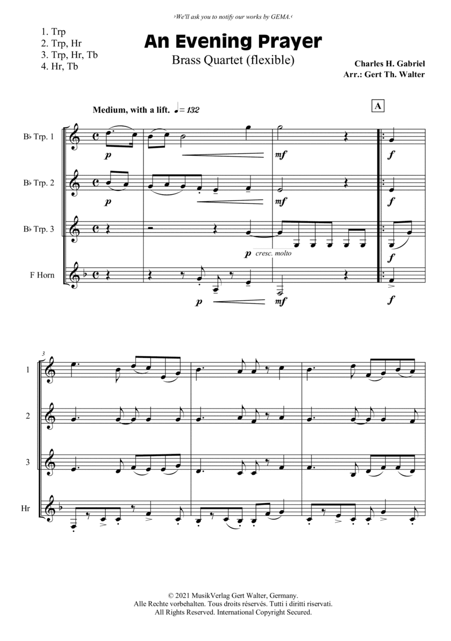 An Evening Prayer (arr. Gert Th. Walter)
