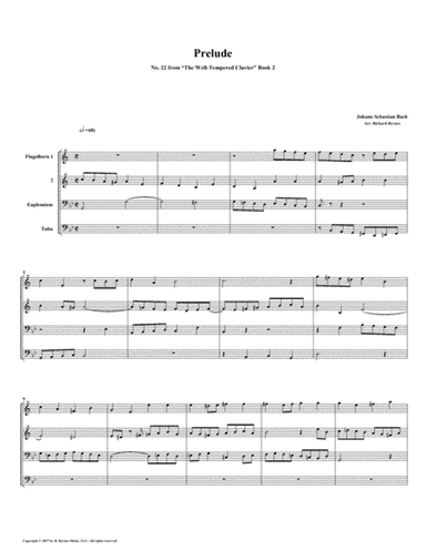 Prelude 22 from Well-Tempered Clavier, Book 2 (Conical Brass Quartet) (arr. Richard Byrnes)