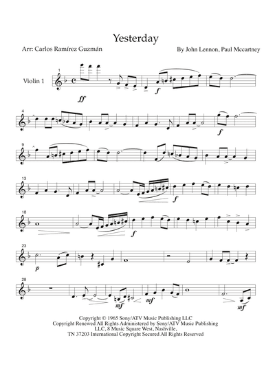 Yesterday (arr. Carlos Ramírez Guzmán)