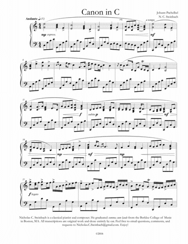 Canon in D (arr. Nicholas C. Steinbach)