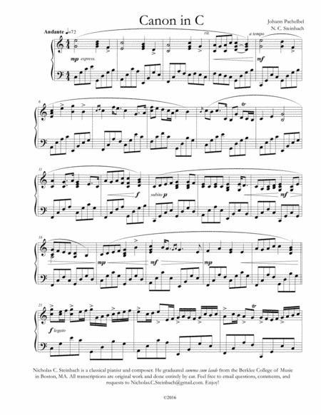 Canon in D (arr. Nicholas C. Steinbach)
