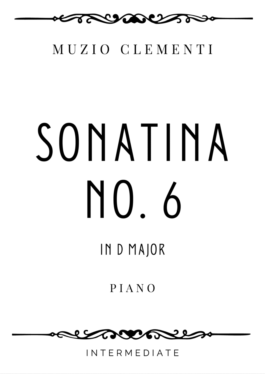 Clementi - Sonatina No.6 in D Major - Intermediate (arr. Piacere Music Sheets)