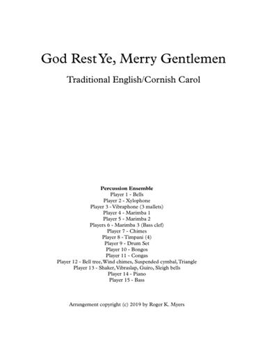 God Rest Ye, Merry Gentlemen - Percussion Ensemble (arr. Roger K. Myers)
