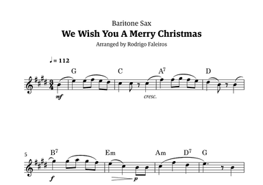 We Wish You a Merry Christmas (for solo baritone sax) (arr. Rodrigo Faleiros)