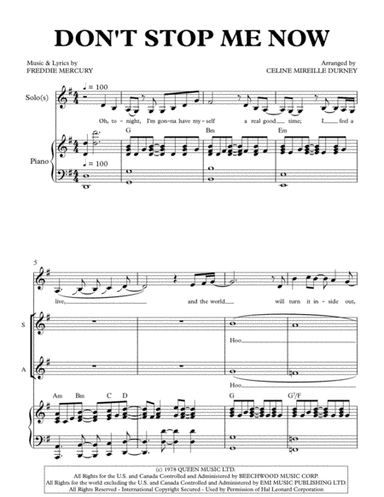 Don't Stop Me Now (arr. Celine Durney)