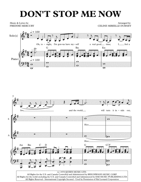 Don't Stop Me Now (arr. Celine Durney)
