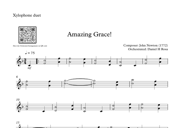 Amazing Grace How Sweet the sound - Easy Xylophone Duet (arr. Daniel H Rosa)