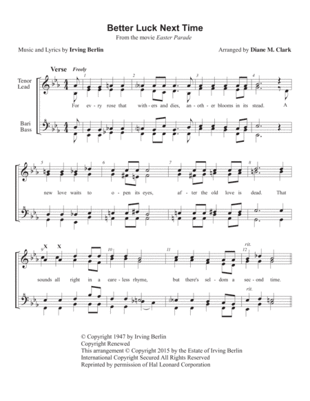 Better Luck Next Time (arr. Diane M. Clark)