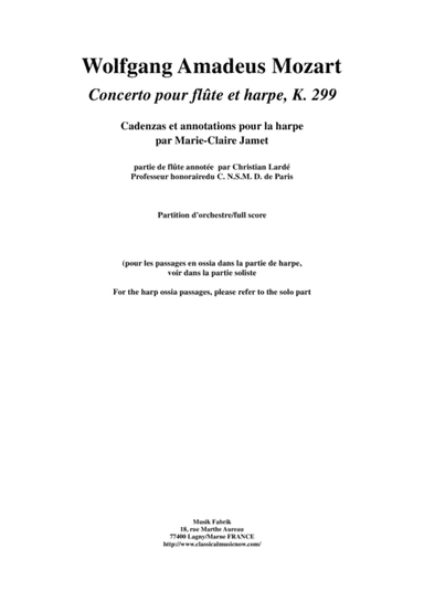 Wolfgang Amadeus Mozart: Concerto for flute and harp, K. 299, full score (arr. Musik Fabrik Music Publishing)