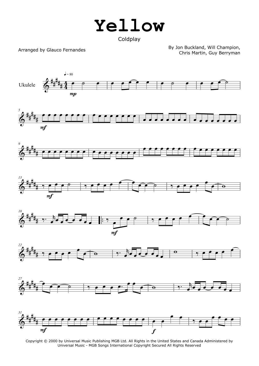 Yellow (arr. Glauco Fernandes)