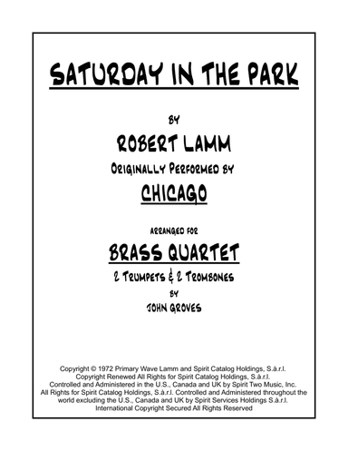 Saturday In The Park (arr. John Groves)