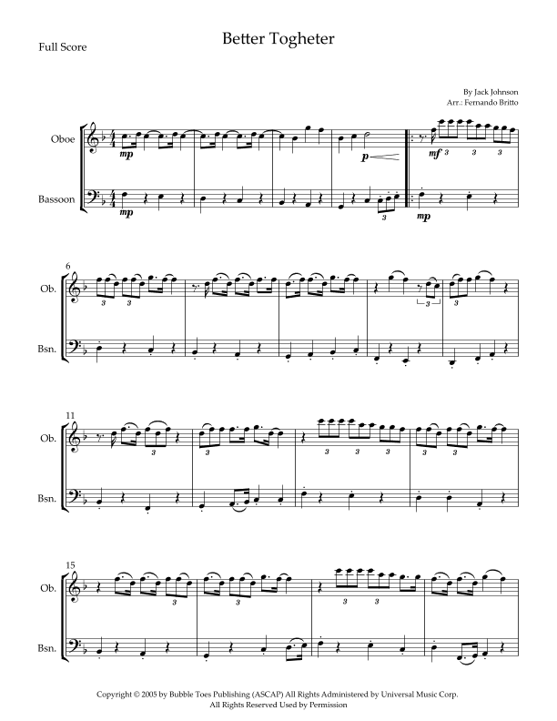 Better Together (arr. Fernando Britto)